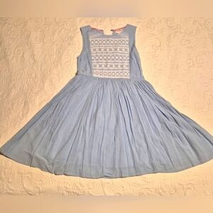 Johnnie B girls size 13-14 years lt blue with white embroidery fully lined dress